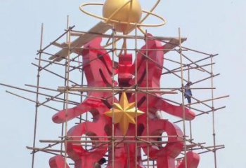 萬盛景觀科技之星雕塑選用，美陳雕塑，抽象不銹鋼科技之星雕塑標準